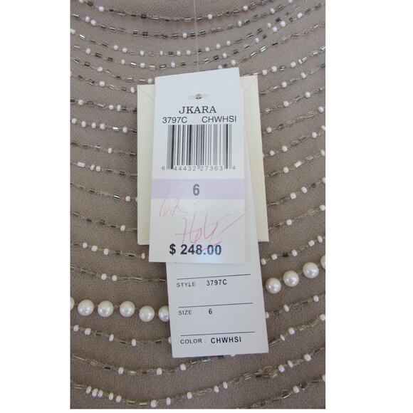 JKARA Size 6 Full Length Champagne Beaded Formal Dress NWT - Picture 5 of 5